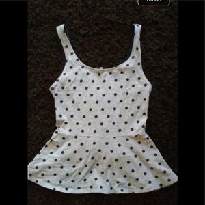 Gray and Navy Blue Polka Dot Top